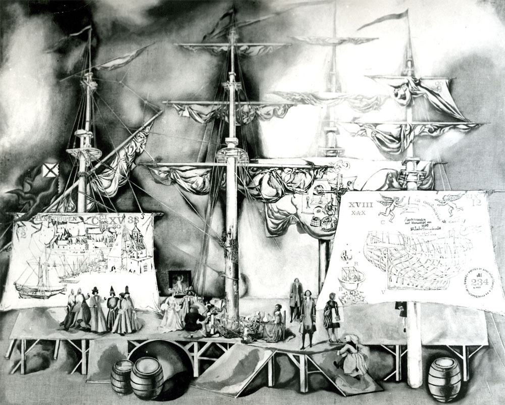 Ескіз декорацій до опери «Петро І» А. Петрова. 1978. Папір, олівець, акварель